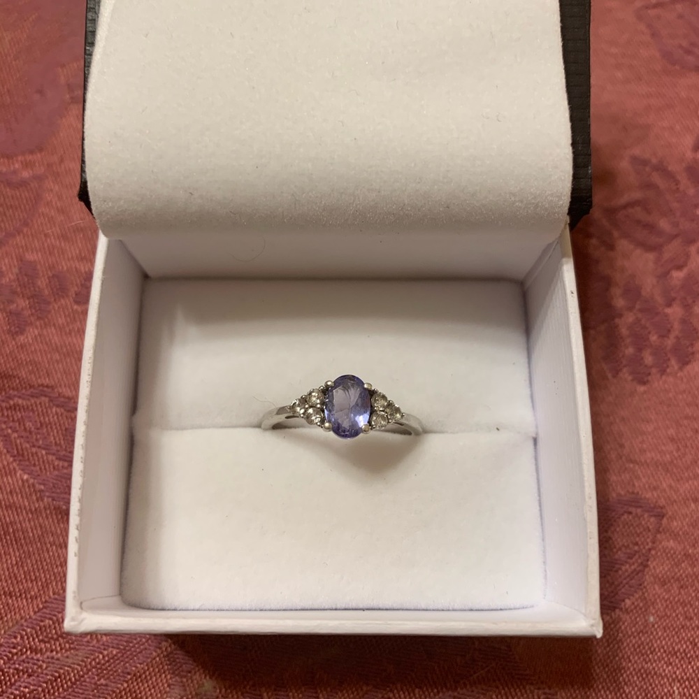 925 sterling amethyst and cz ring